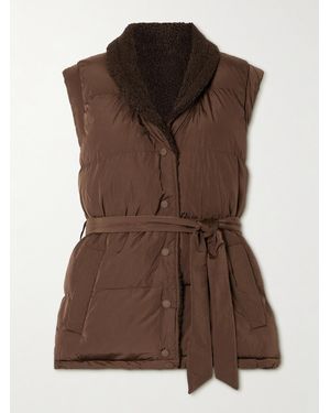 Varley Lanville Belted Reversible Bouclé And Quilted Shell Vest - Brown
