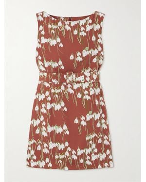 BERNADETTE Lucille Belted Floral-Print Crepe Mini Dress - Brown
