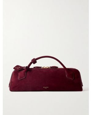 Alaïa Le Teckel Clutch Aus Veloursleder Mit Lederbesätzen - Lila