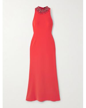 Jenny Packham Eclipse Crystal And Bead-Embellished Crepe Gown - Red