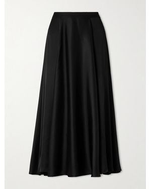 Anine Bing Christina Silk-Blend Satin Midi Skirt - Black