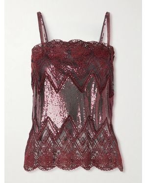 Rabanne Lace-Trimmed Chainmail Camisole - Purple