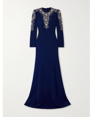 Jenny Packham Crystal-Embellished Crepe Gown - Blue