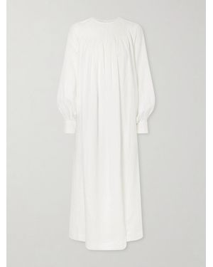 Les Vacances d'Irina Robe De Nuit Open-Back Gathered Linen Maxi Dress - White