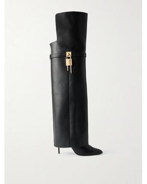 Givenchy Shark Lock Kniehohe Lederstiefel - Schwarz