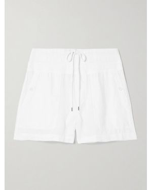 James Perse Cotton Jersey-Trimmed Linen Shorts - White