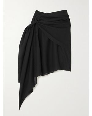 Supriya Lele Asymmetric Draped Wool-Blend Mini Skirt - Black