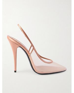 Saint Laurent Anita Slingback-Pumps Aus Mesh Mit Satinbesätzen - Pink