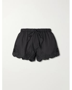SIR. Klara Broderie-Anglaise Cotton Mini Shorts - Black