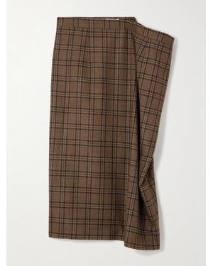 Marie Adam-Leenaerdt Checked Wool Midi Skirt - Brown