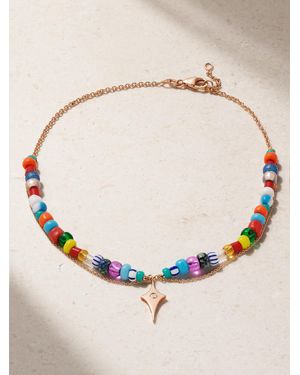 Diane Kordas 14-Karat Rose, Enamel And Diamond Anklet - Metallic