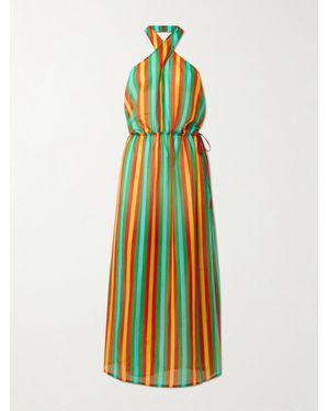 Lido Striped Cotton And Silk-Blend Halterneck Midi Dress - Multicolor