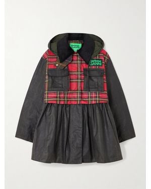 Barbour X Ganni Royal Stewart Tartan Peplum Waxed Jacket - Black