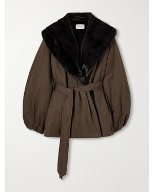 Magda Butrym Belted Plush-Trimmed Short Coat - Brown
