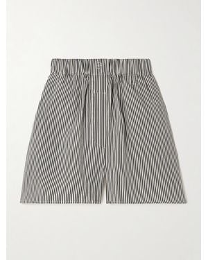 Frankie Shop Lui Embroidered Striped Woven Shorts - Gray