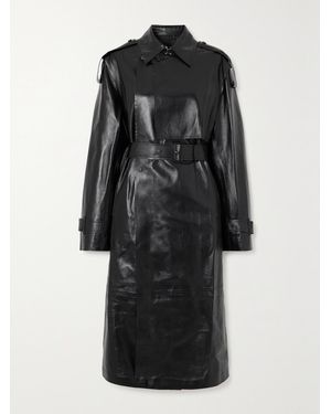 Mackage Adriana Double-Breasted Belted Leather Trench Coat - Black