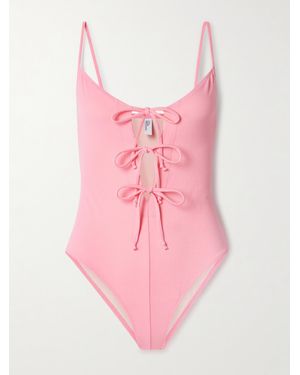 Lisa Marie Fernandez Tie-Detailed Crepe Swimsuit - Pink