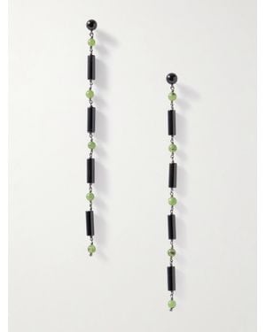 Le Sundial Jackie Rhodium-Plated Jade And Onyx Earrings - Natural