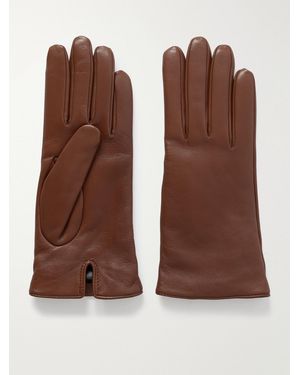 Saint Laurent Leather Gloves - Braun