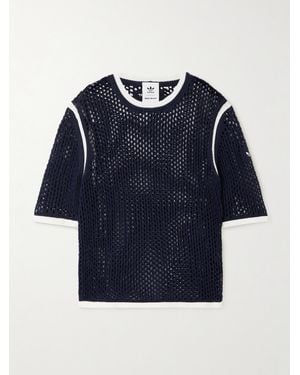 adidas Originals Lochstrickpullover Aus Einer Baumwollmischung - Blau