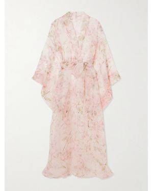 Rosamosario Jumeirah Floral-Print Silk-Georgette Robe - Pink