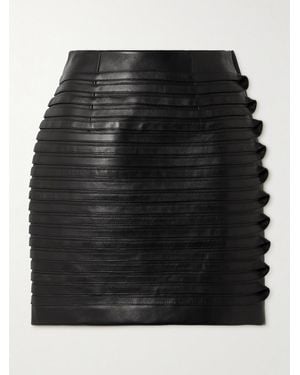 Versace Paneled Leather Mini Skirt - Black