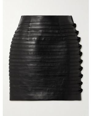 Versace Panelled Leather Mini Skirt - Black