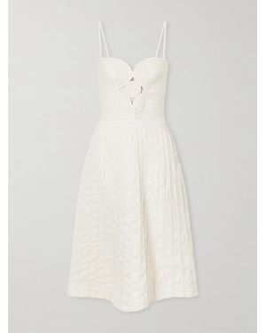 ANDRES OTALORA Terra Cut-Out Corded Linen-Woven Midi Dress - White