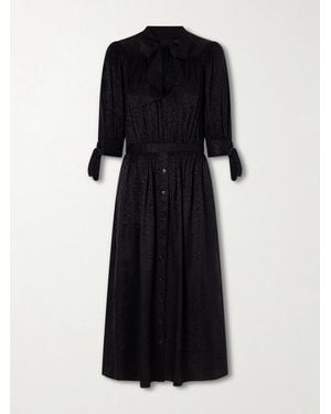 Maison Mayle Lala Leopard-Jacquard Silk Midi Dress - Black
