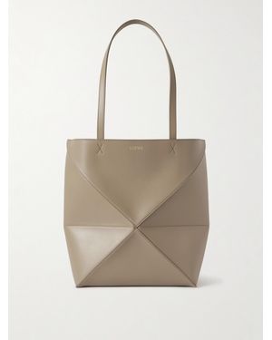 Loewe Puzzle Fold Convertible Medium Leather Tote - Natural