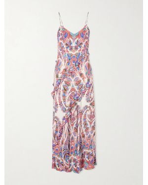 Etro Ruffled Paisley-Print Chiffon Maxi Dress - Pink