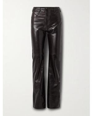 Nili Lotan Joan Leather Straight-Leg Pants - Black