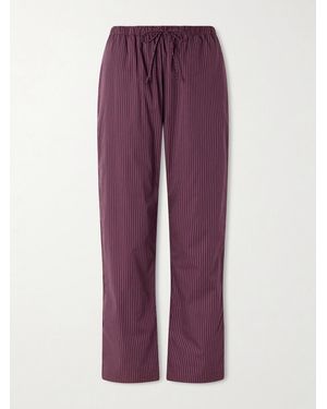 Leset Yoshi Striped Cotton And Lyocell-Blend Wide-Leg Trousers - Purple