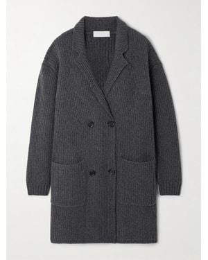 FALKE Double-Breasted Ribbed Wool Cardigan - Grey