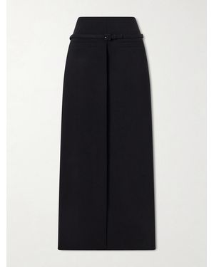 Courreges Belted Wool-Blend Maxi Skirt - Black