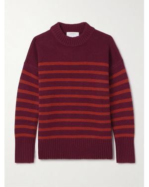 La Ligne Marin Pullover Aus Einer Woll-Kaschmirmischung Mit Streifen - Rot