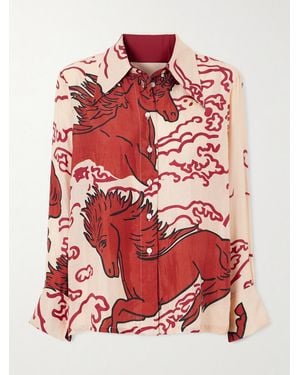 Alix Of Bohemia Dana Hemd Aus Bedrucktem Seidensatin - Rot