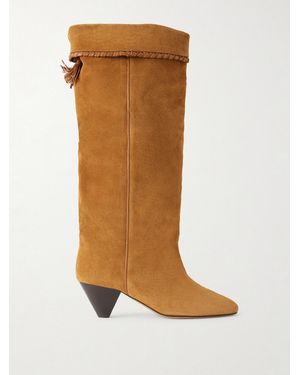 Isabel Marant Elita Tasseled Leather-Trimmed Suede Knee Boots - Brown