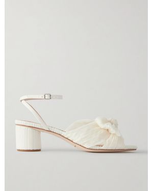 Loeffler Randall Dahlia Bow-Embellished Plissé-Organza Sandals - Natural
