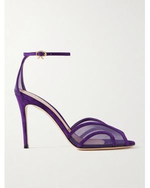 Gianvito Rossi 95 Suede-Trimmed Mesh Sandals - Purple