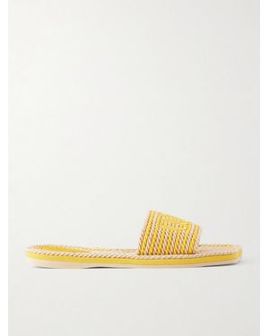 Chloé Embroidered Striped Cord Slides - Yellow