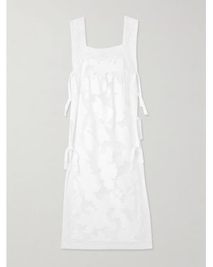 Loretta Caponi Bow-Embellished Corded Lace Dress - White