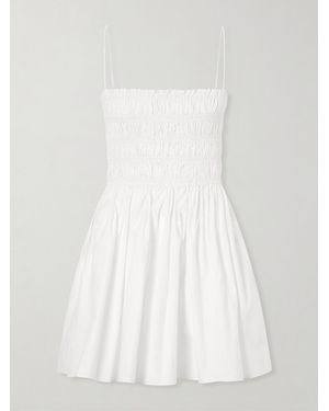 Matteau Shirred Cotton Mini Dress - White