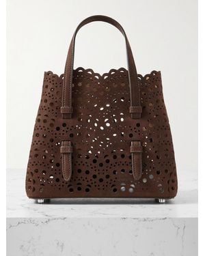 Alaïa Mina Laser-Cut Suede Tote - Brown