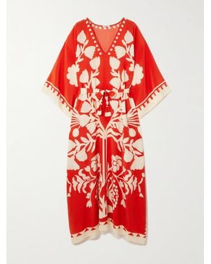 Eres Holi Belted Printed Silk Crepe De Chine Cover-Up - Red