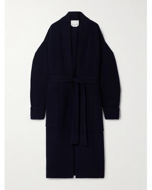 Sa Su Phi Belted Ribbed Merino Wool And Cashmere-Blend Cardigan - Blue
