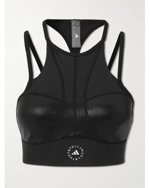adidas By Stella McCartney Sport-Bh Aus Bedrucktem, Recyceltem Stretch-Material - Schwarz