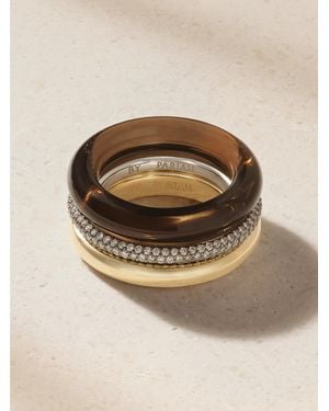 BY PARIAH Aurea Set Of Three 14-Karat Recycled, Diamond And Smokey Quartz Rings - Natural