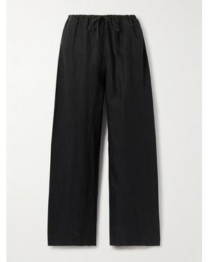 Deiji Studios Linen Straight-Leg Trousers - Black