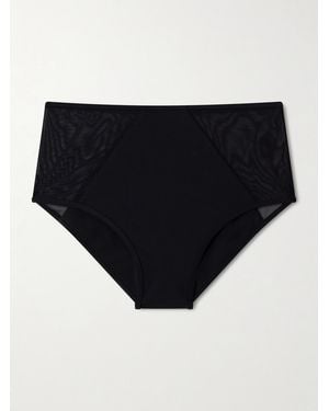 Kiki de Montparnasse Peep Show Tulle-Trimmed Bikini Briefs - Black